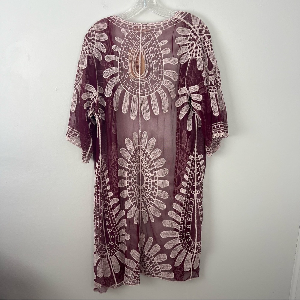 Rebellion NWT Floral Purple and Cream Patterned Kimono - Picture 6 of 6